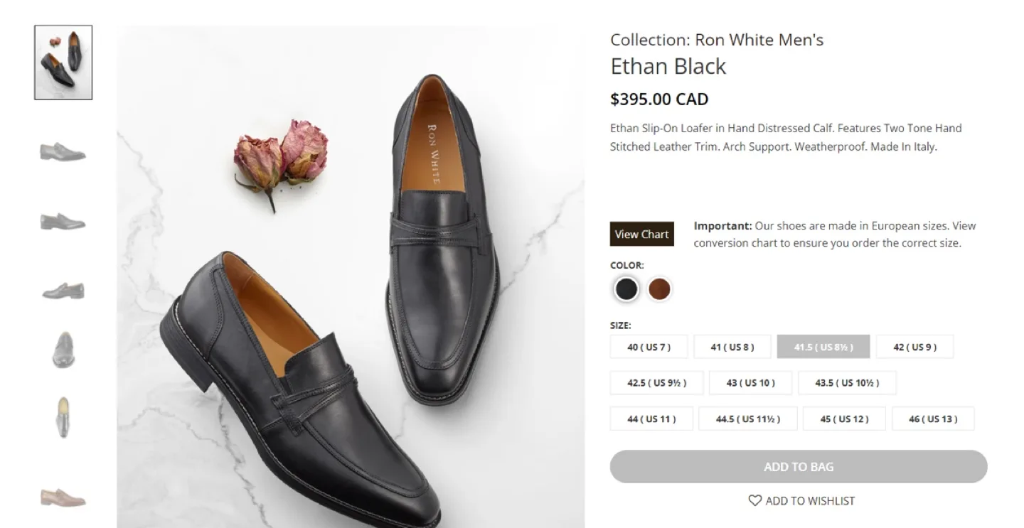 Ron White Ethan Black Leather Loafers US 8.5 thumbnail