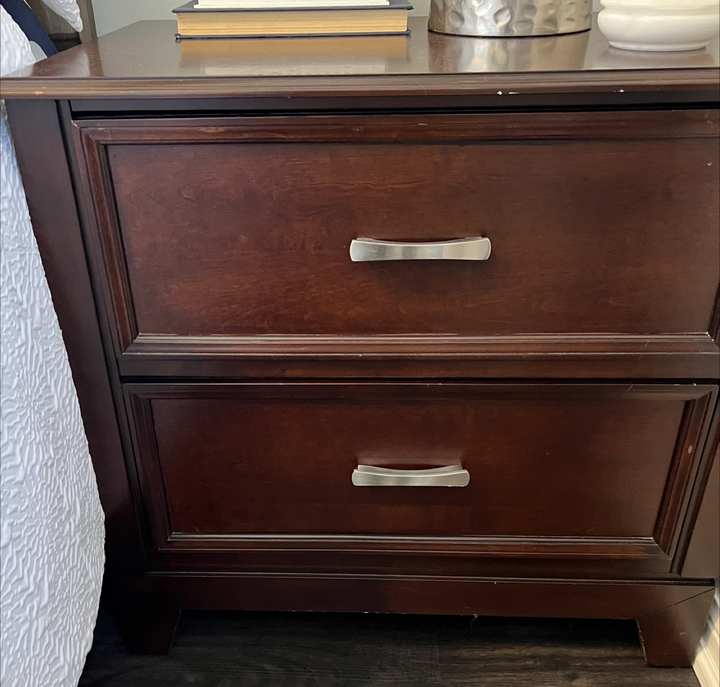 Dark Wood Nightstand with Drawers - photo 2