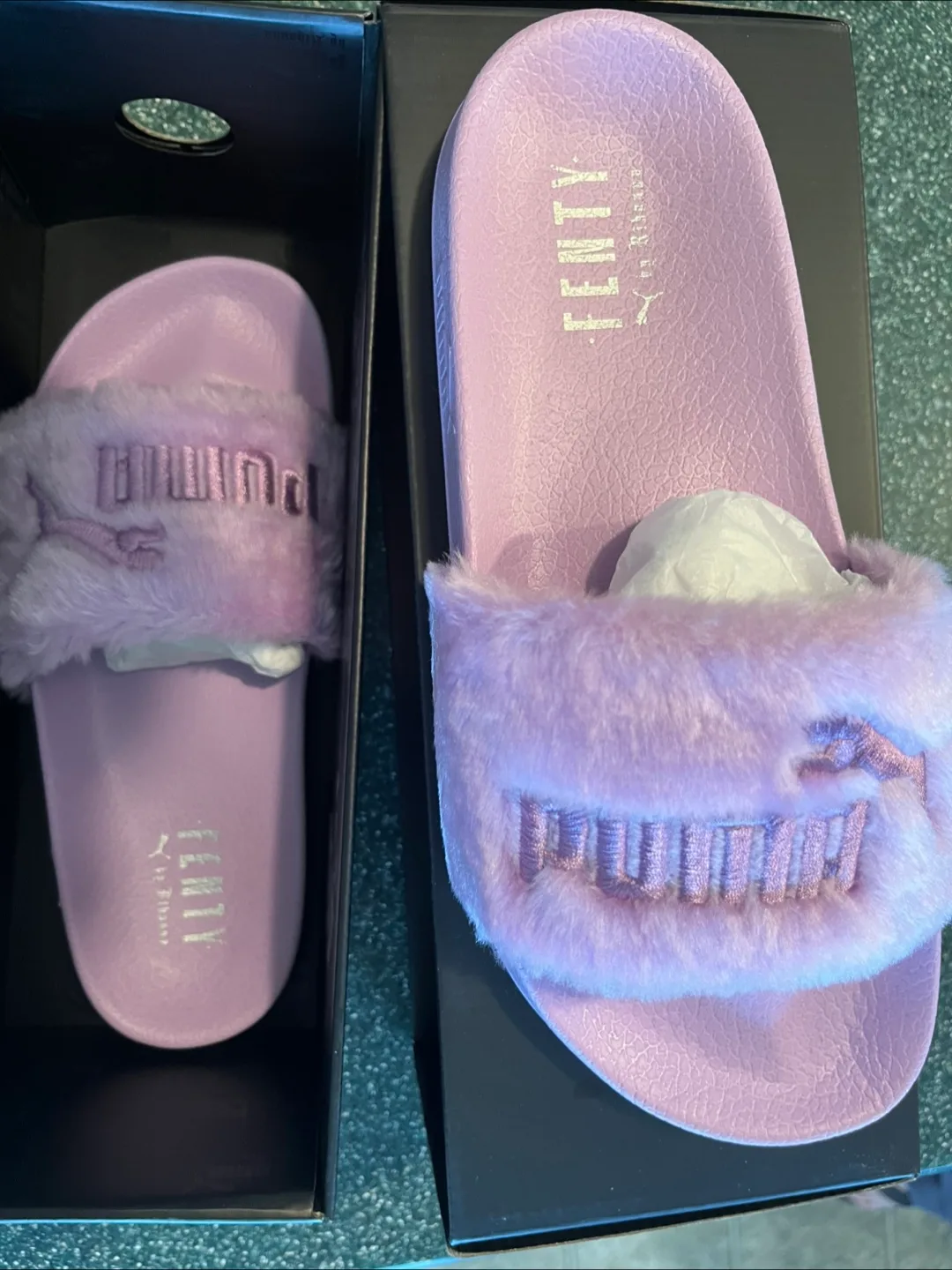 Puma x Fenty by Rihanna Fur Slides, Size 7 thumbnail