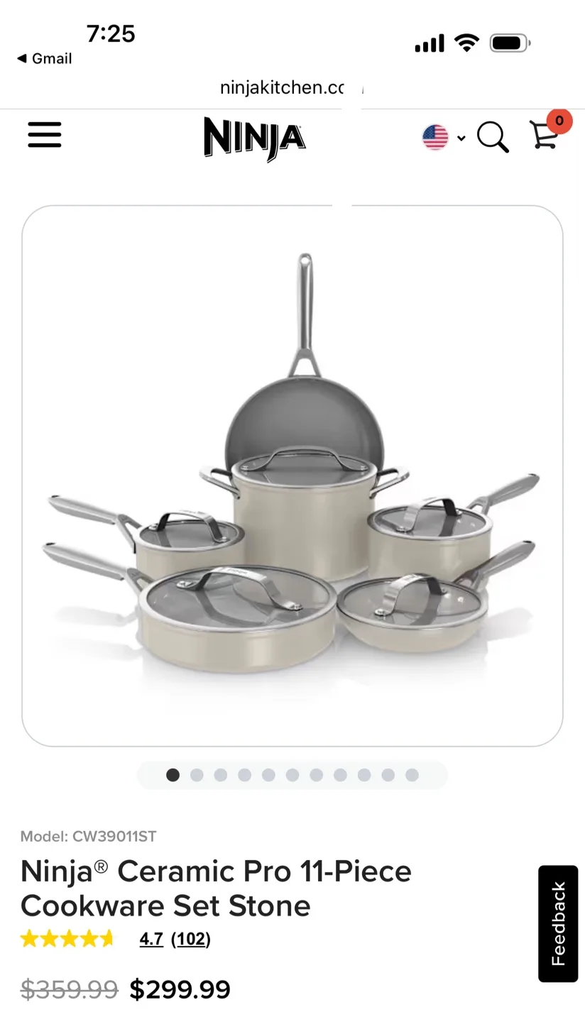 Ninja Ceramic Pro 11-Piece Cookware Set Stone thumbnail