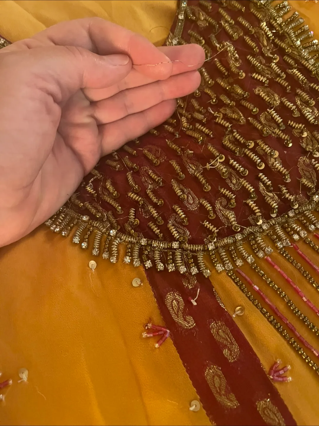 🇨🇦 Orange & Maroon Embroidered Anarkali Dress image indicator(6)