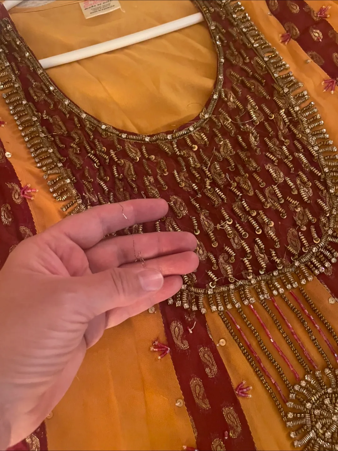 🇨🇦 Orange & Maroon Embroidered Anarkali Dress image indicator(7)