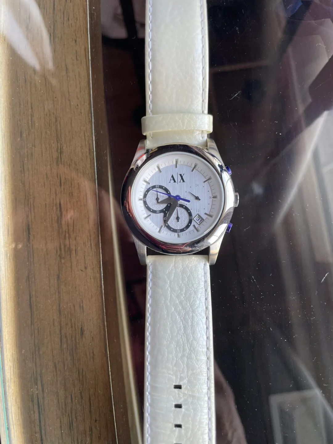 Armani Exchange White Leather Watch thumbnail