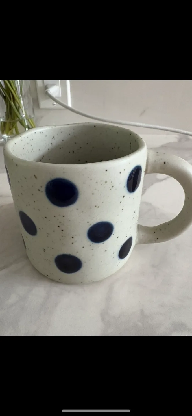 NEW Danica Stoneware Mug with Blue Polka Dots thumbnail