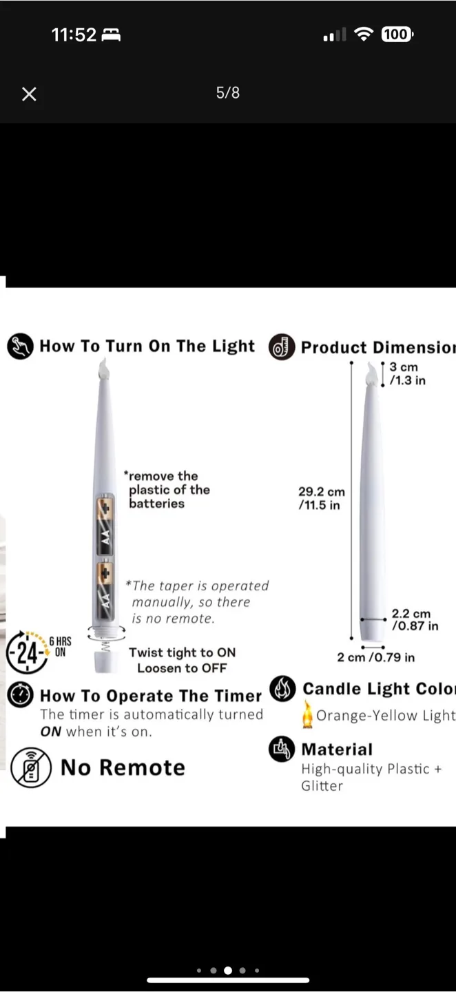 Taper Candles, Battery Operated, brand new image indicator(5)