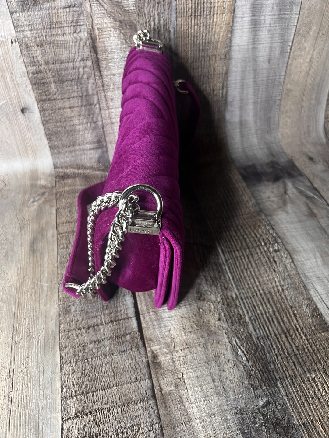 CC Purple Velvet Chevron Shoulder Bag - photo 4