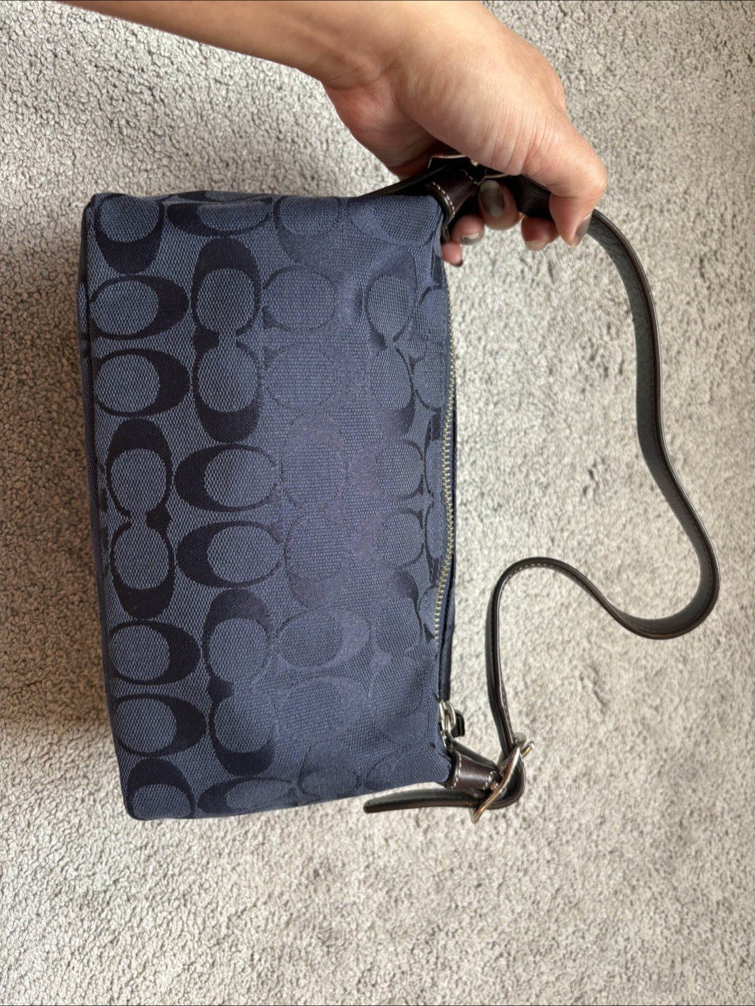 Coach Navy Blue Signature Handbag and Wristlet - photo 4