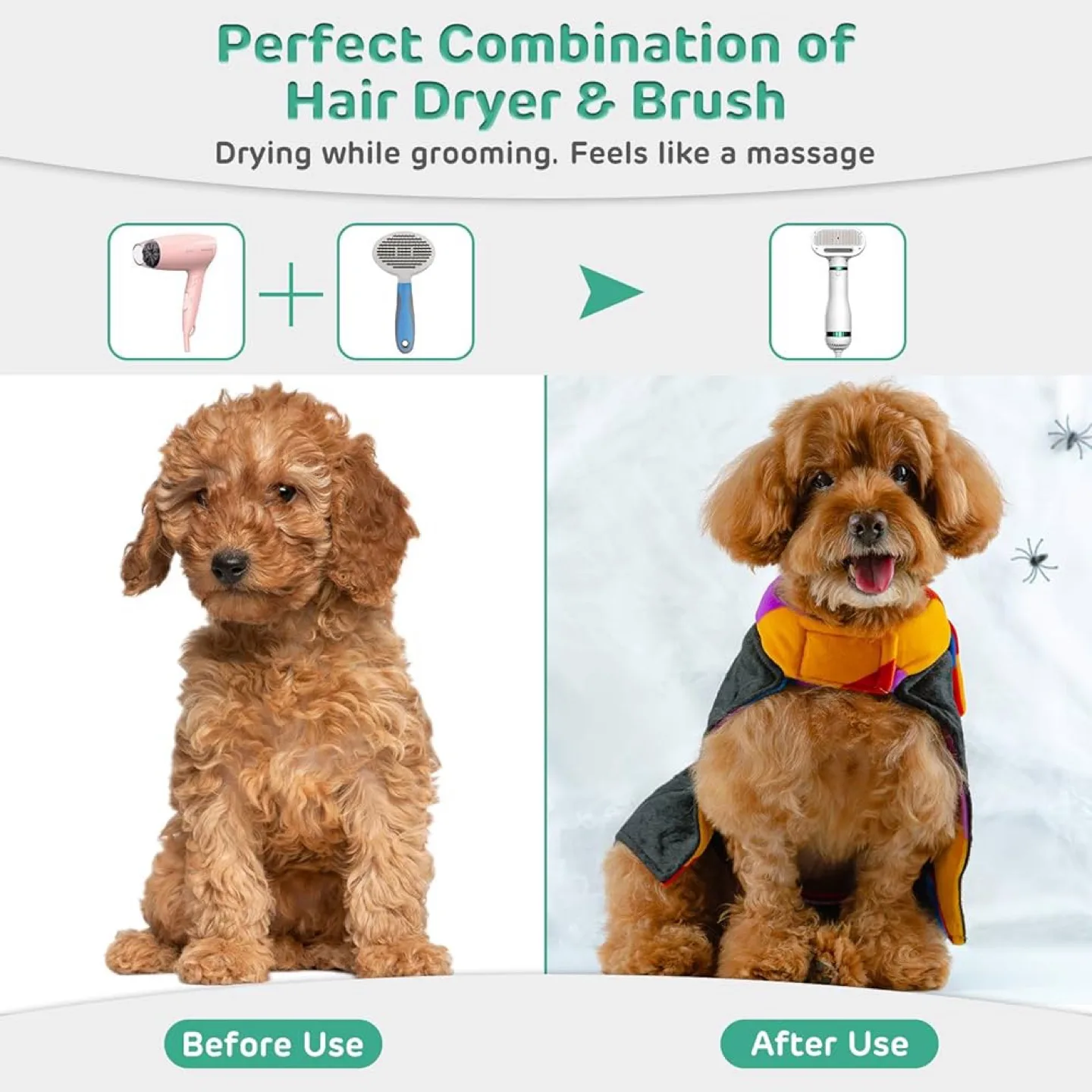 iPettie Pet Hair Dryer 2 with Slicker Brush, 3 Heat Settings thumbnail