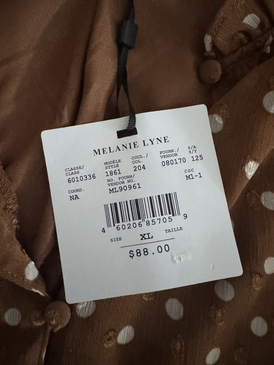 Melanie Lyne Brown Polka Dot Blouse - XL - photo 4