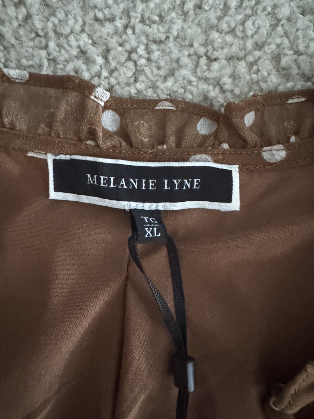 Melanie Lyne Brown Polka Dot Blouse - XL - photo 3