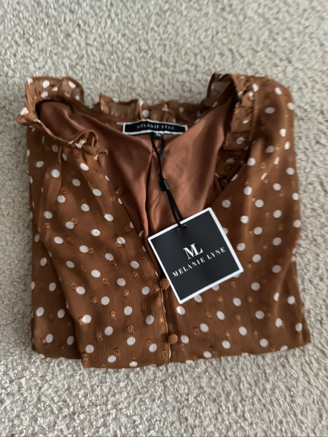 Melanie Lyne Brown Polka Dot Blouse - XL thumbnail