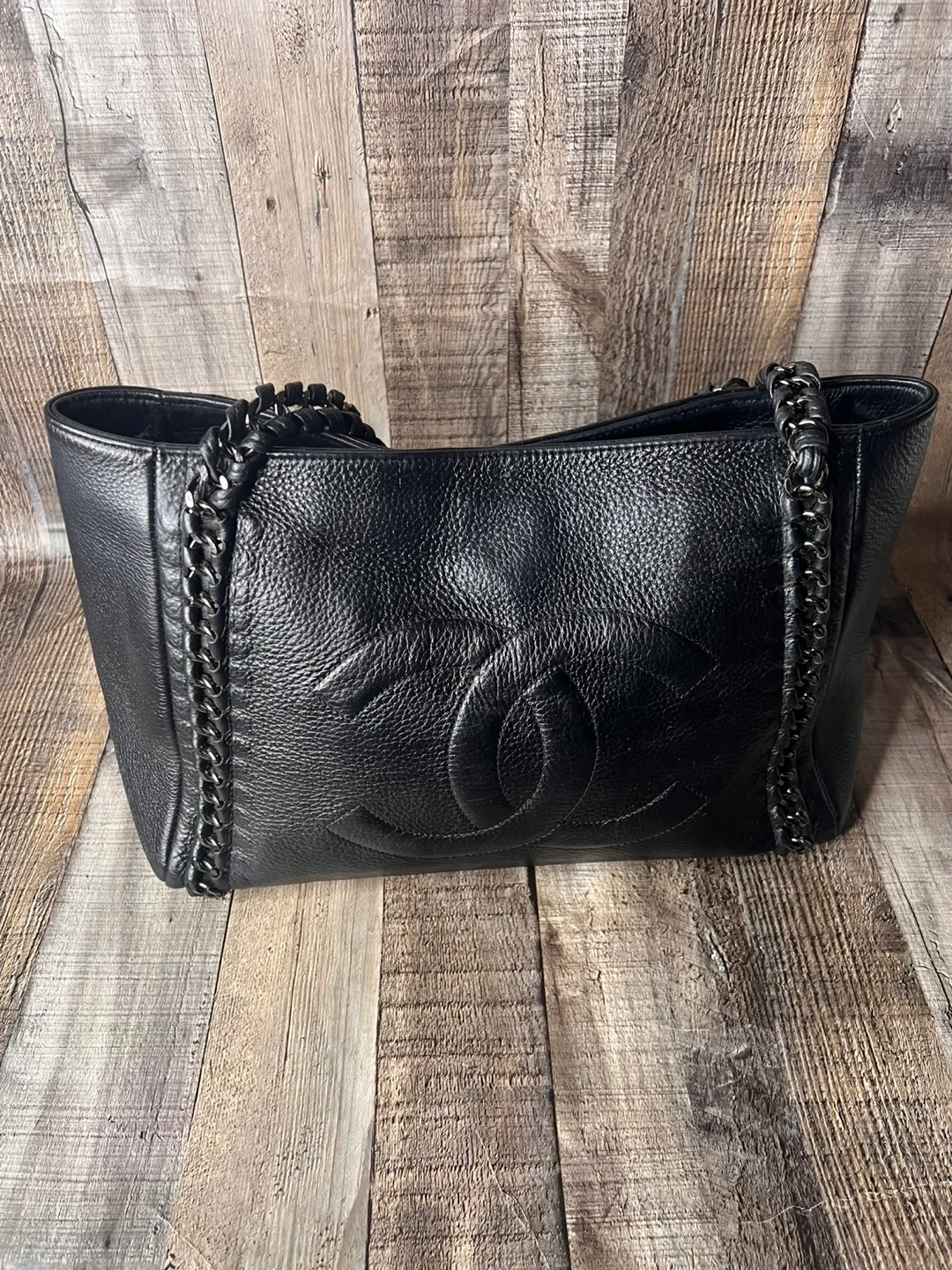 Chanel Black Leather Tote Bag thumbnail