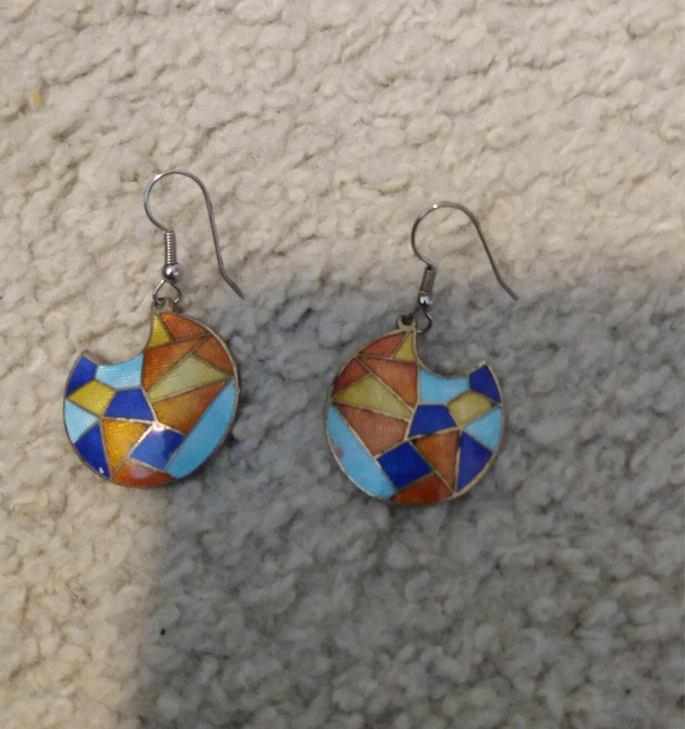 Stain glass design earrings