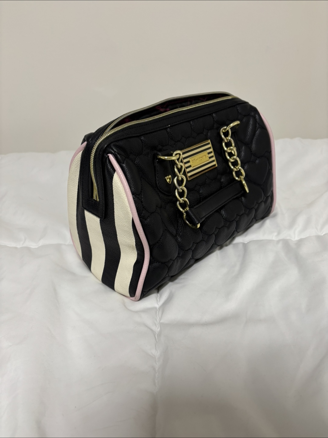 Betsey Johnson Black Quilted Satchel
