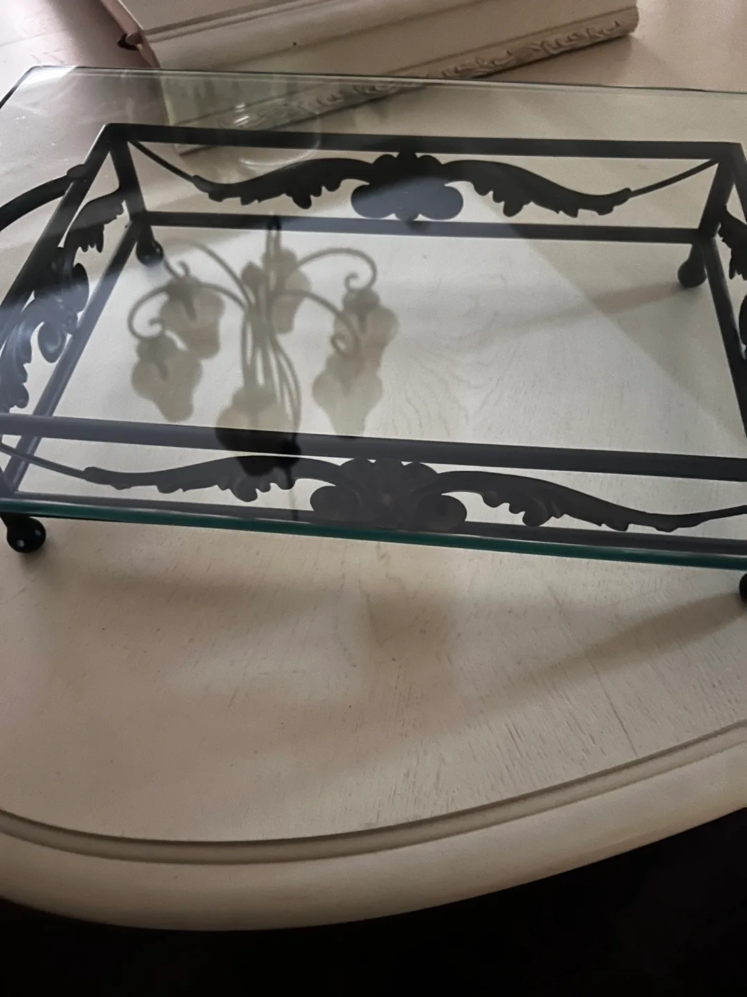 Glass Tray with Metal Frame - 23 x 15 inches thumbnail