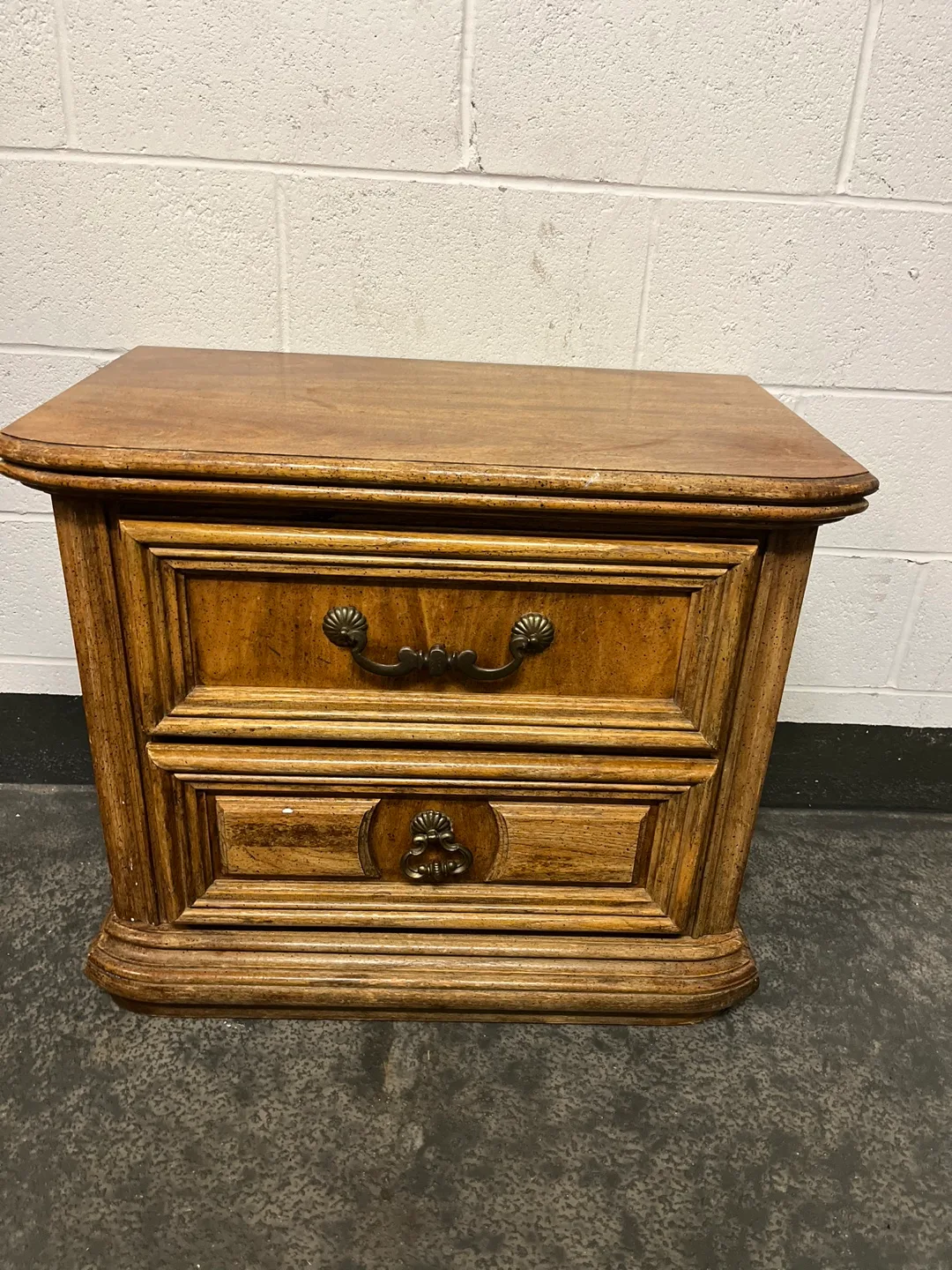 Wooden Nightstand with Two Drawers thumbnail