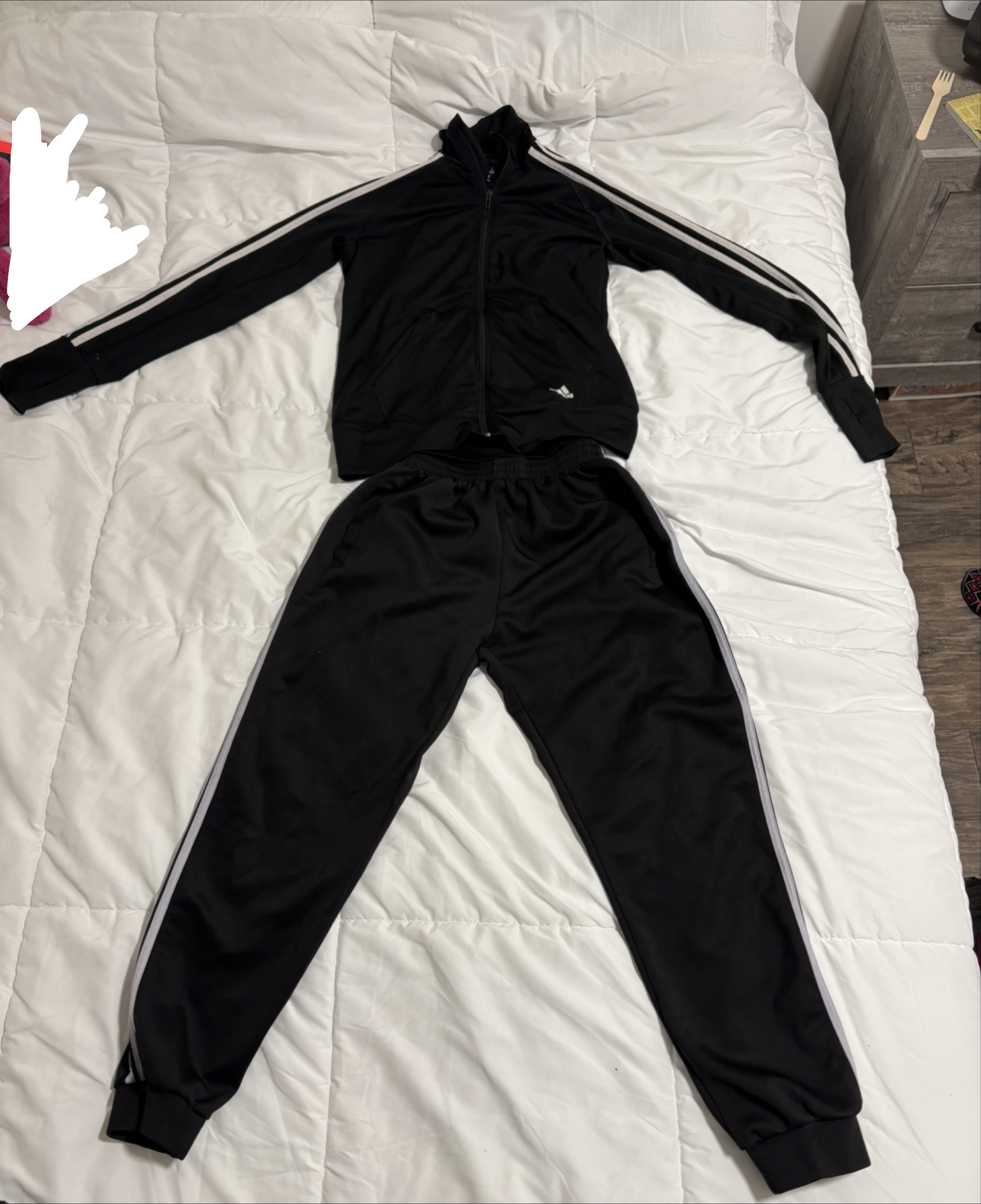 Adidas Black Tracksuit - Size Small