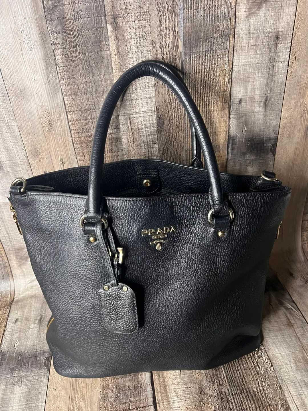 Prada Black Leather Tote Bag thumbnail