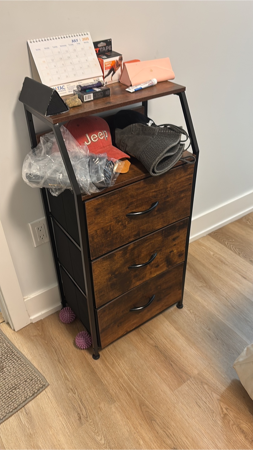 3-Drawer Brown Wood Nightstand