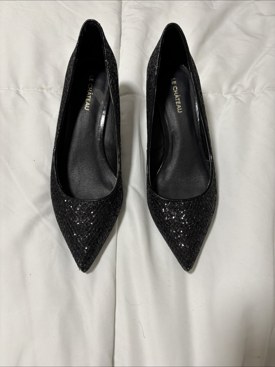 Le Chateau Black Glitter Heels