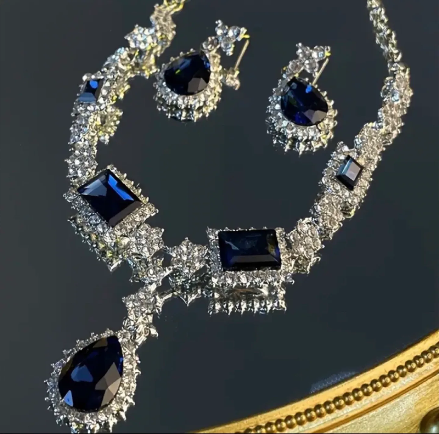 Blue Stone Necklace & Earring Set thumbnail