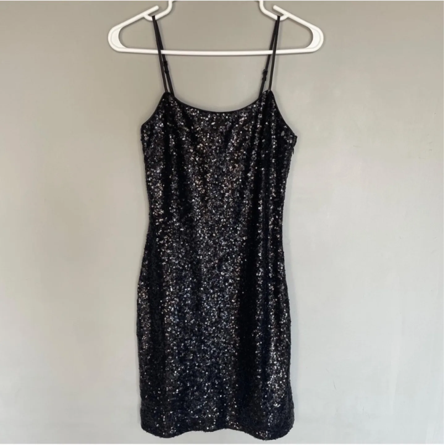 Black sequin mini dress size small thumbnail