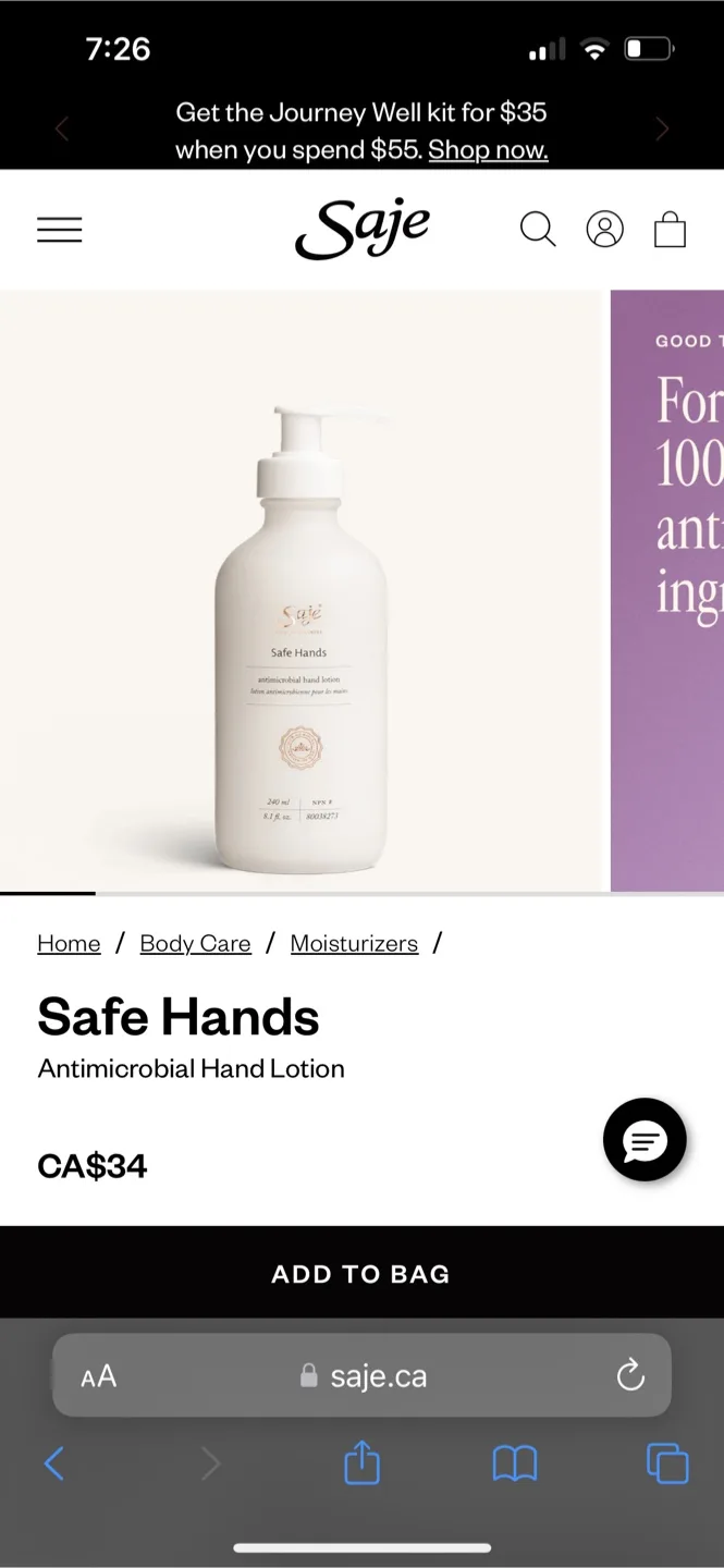 Saje Safe Hands Antimicrobial Hand Lotion image indicator(2)