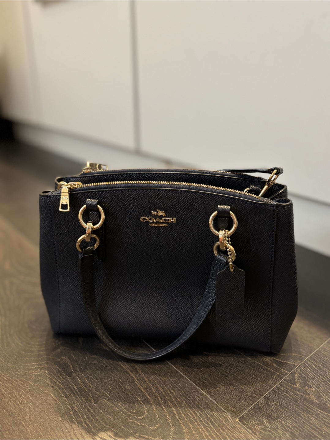 Coach Satchel Navy Blue Handbag (Authentic)