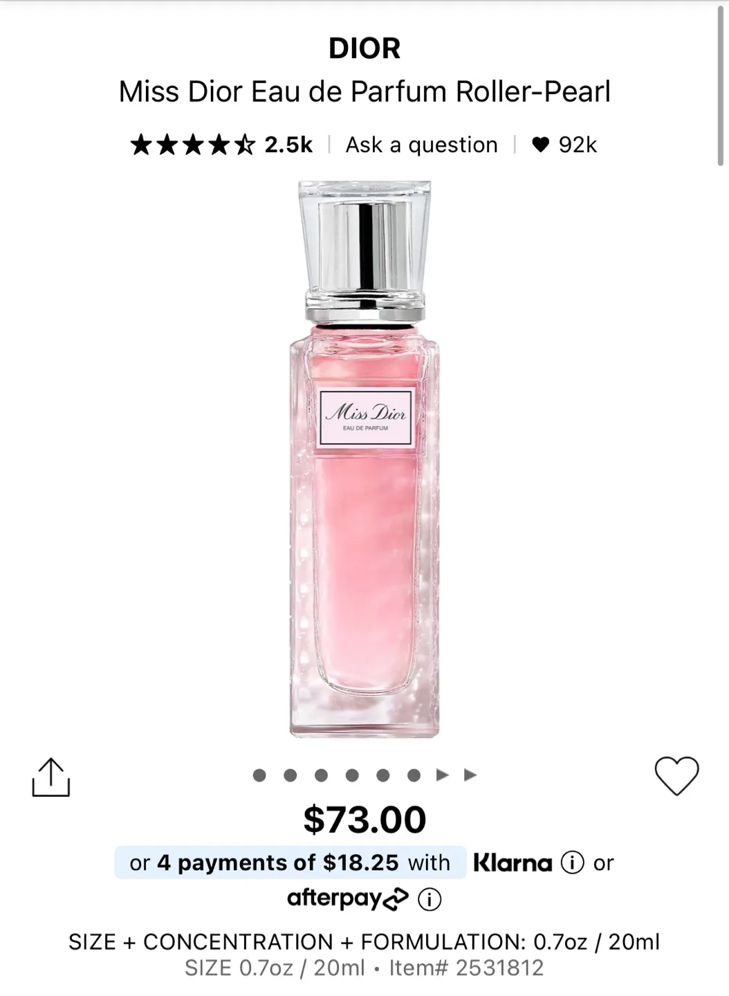 Miss Dior Eau de Toilette Roller-Pearl 20ml thumbnail