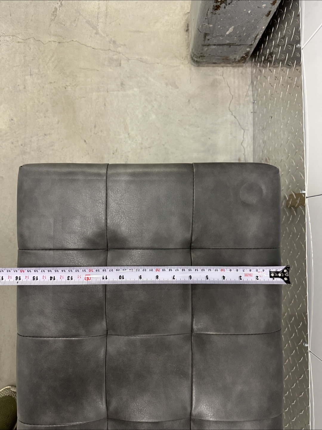 Grey Tufted Faux Leather Bench - photo 5