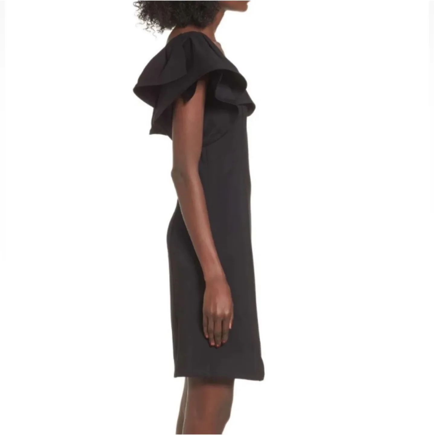 Leith One Shoulder Ruffle Dress Mini Black Size Small image indicator(2)