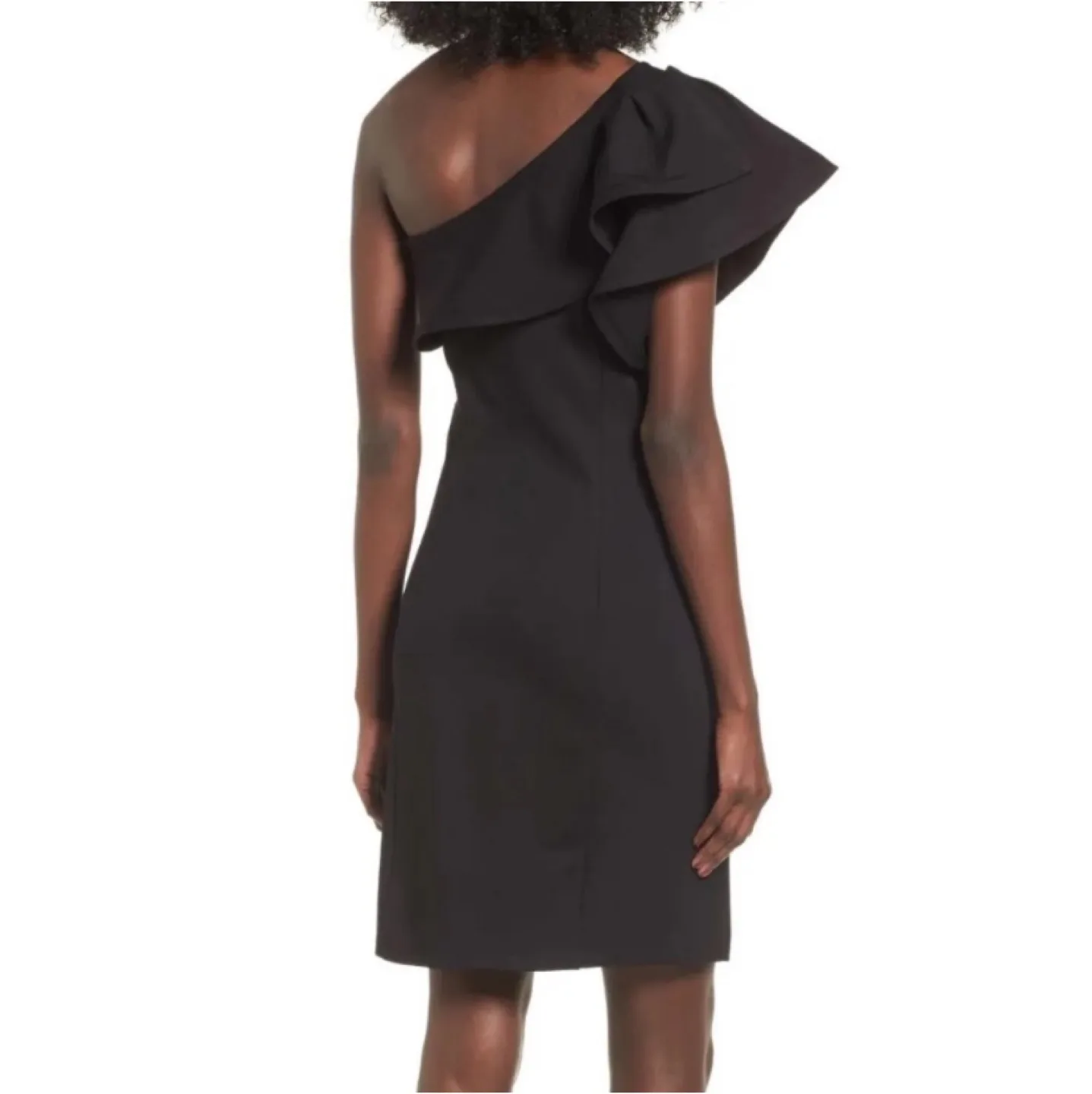 Leith One Shoulder Ruffle Dress Mini Black Size Small image indicator(3)