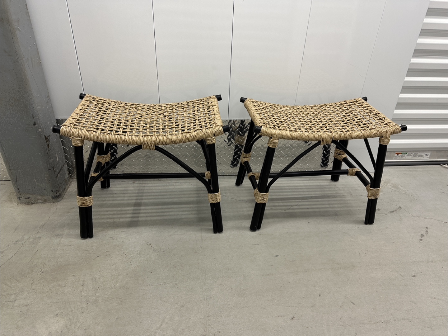 Set of 2 Woven Top Stools
