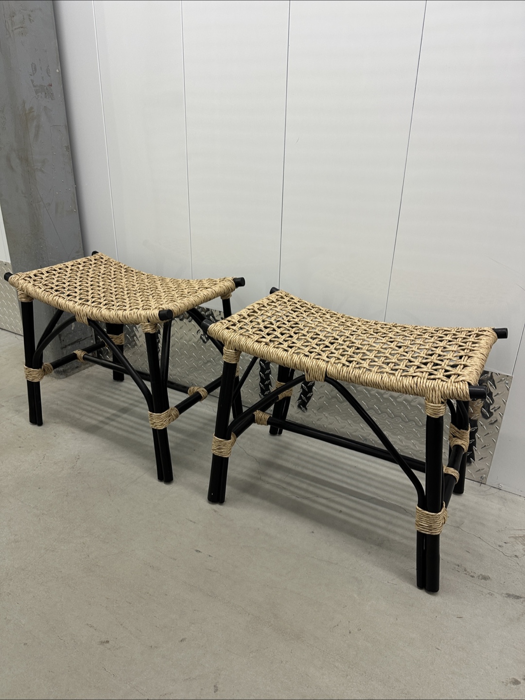 Set of 2 Woven Top Stools - photo 2