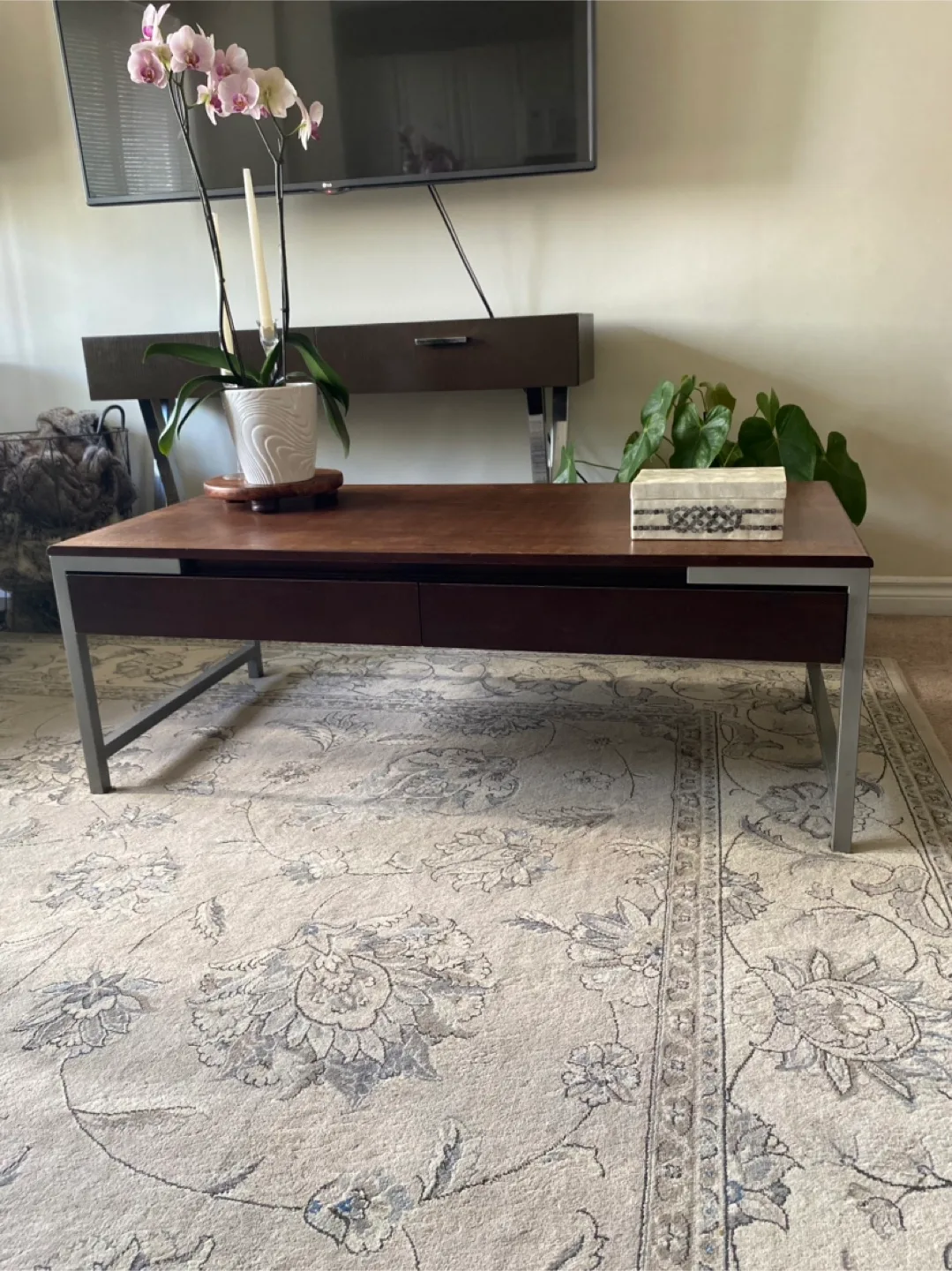 Walnut Coffee Table with Drawers thumbnail