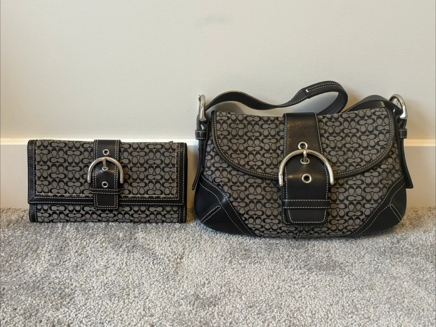 Coach Signature Canvas Hobo Bag and Matching Wallet thumbnail