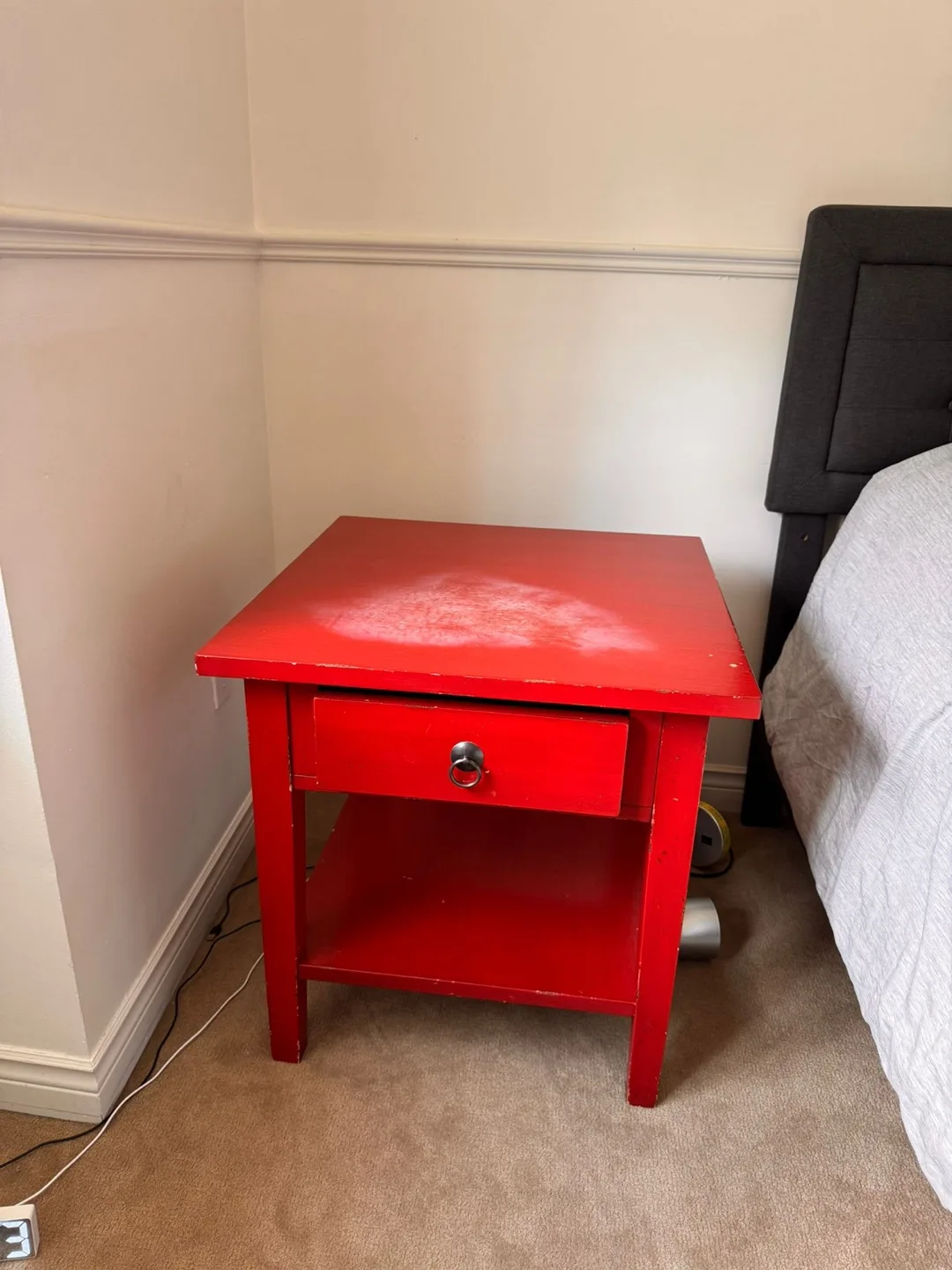 Red Side Table with Drawer thumbnail