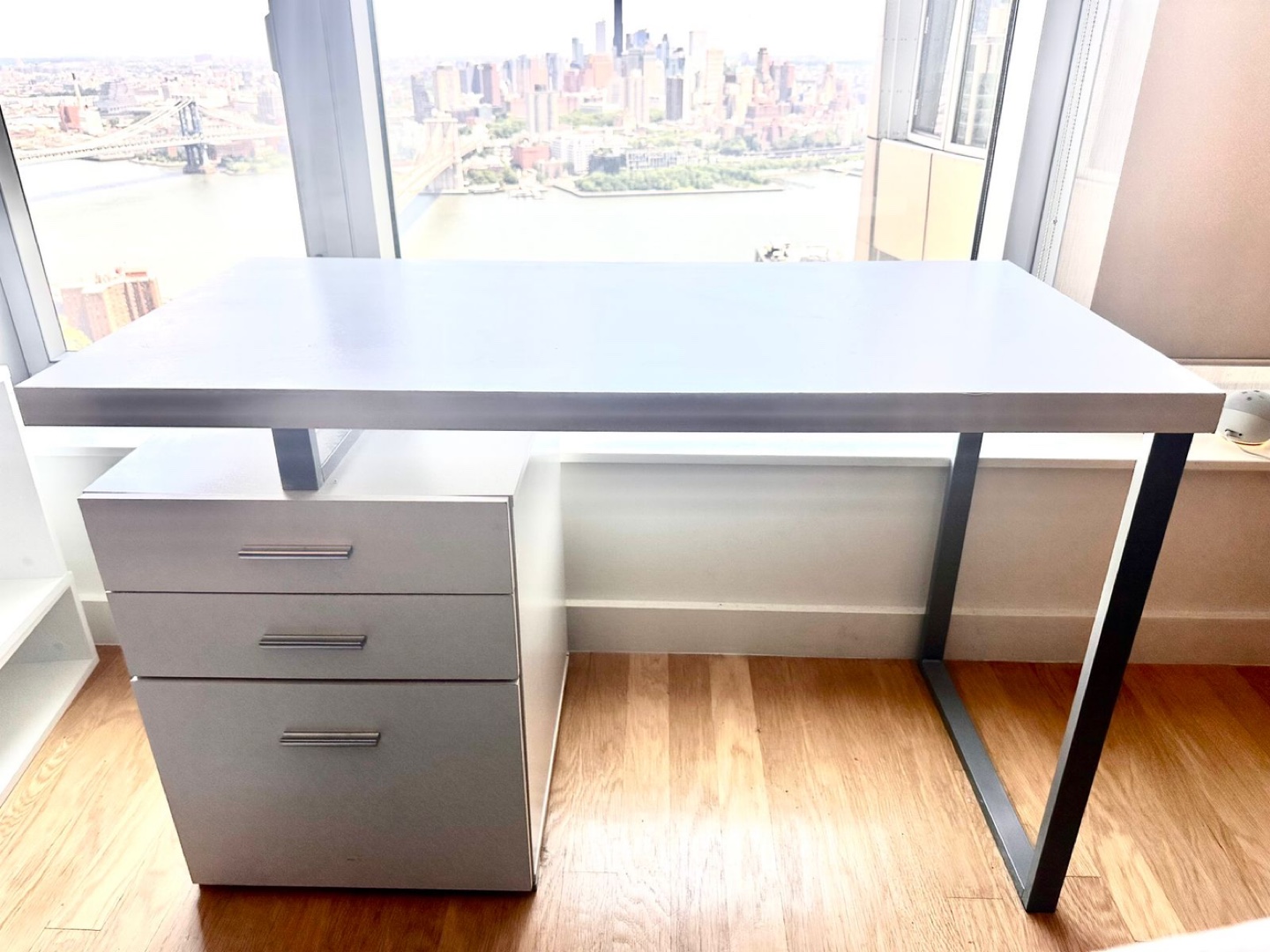 Modern White Desk with Drawers