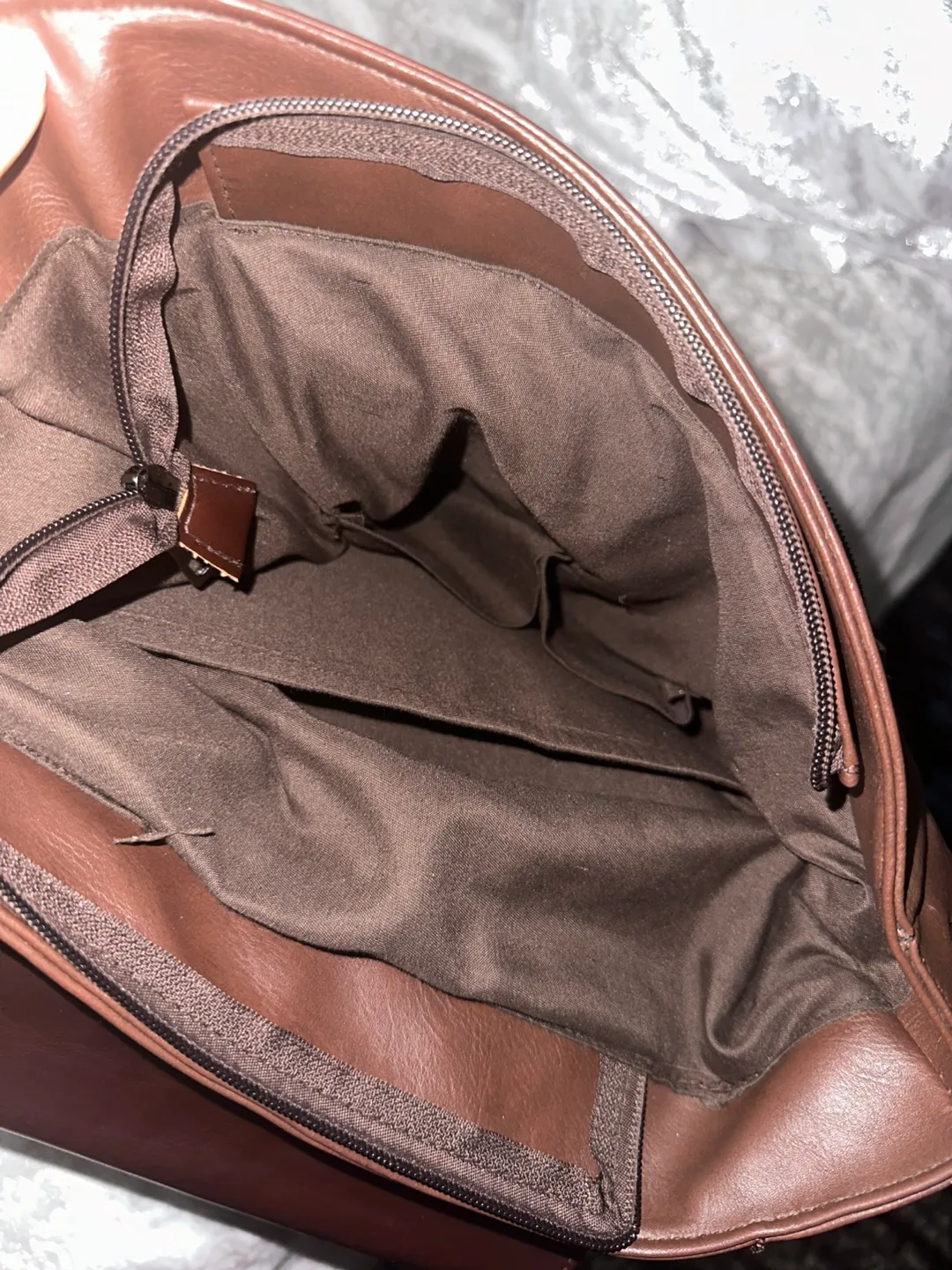 Brown Vegan Leather Backpack image indicator(2)