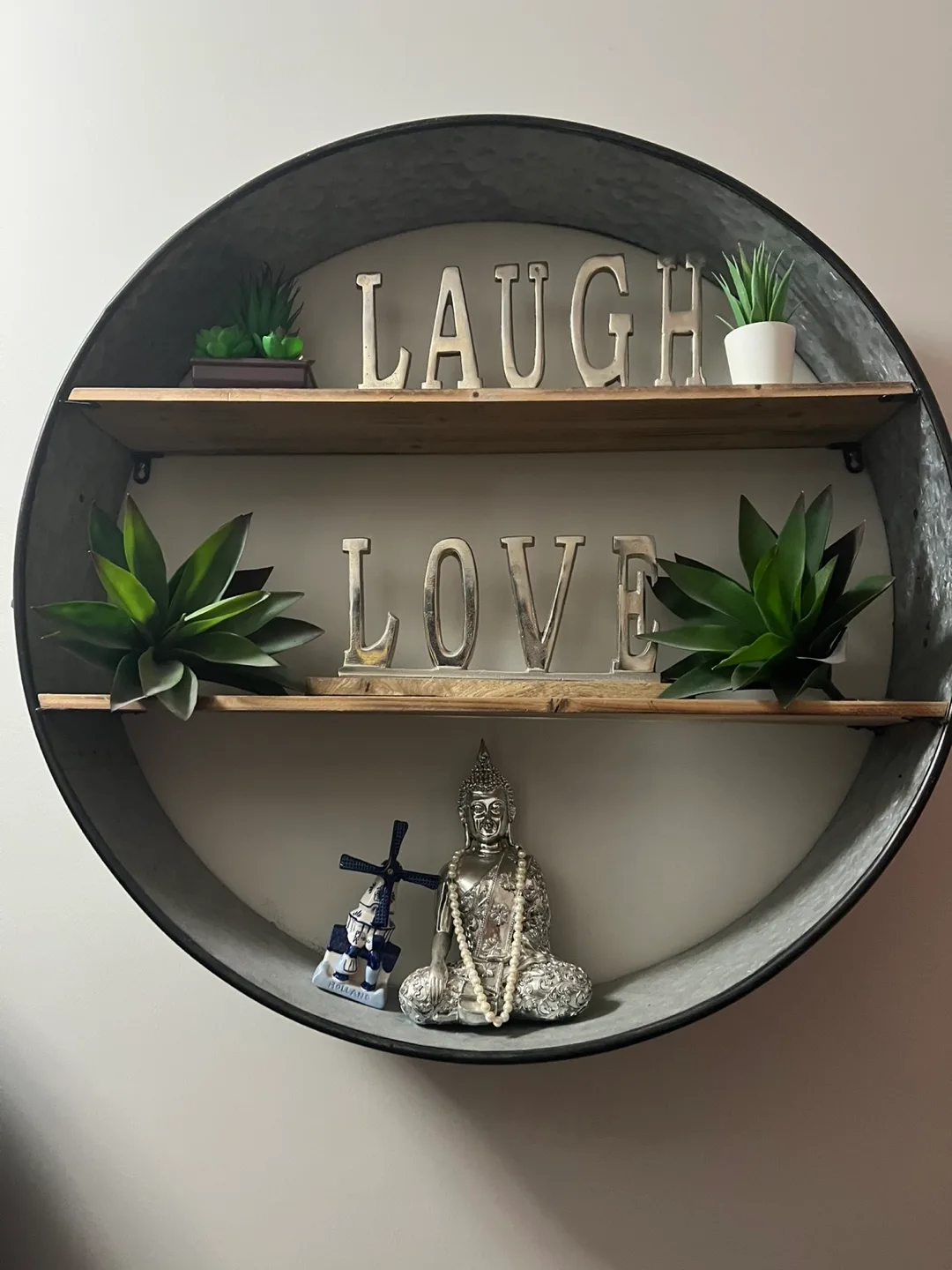 Round Metal Wall Shelf with Two Tiers thumbnail