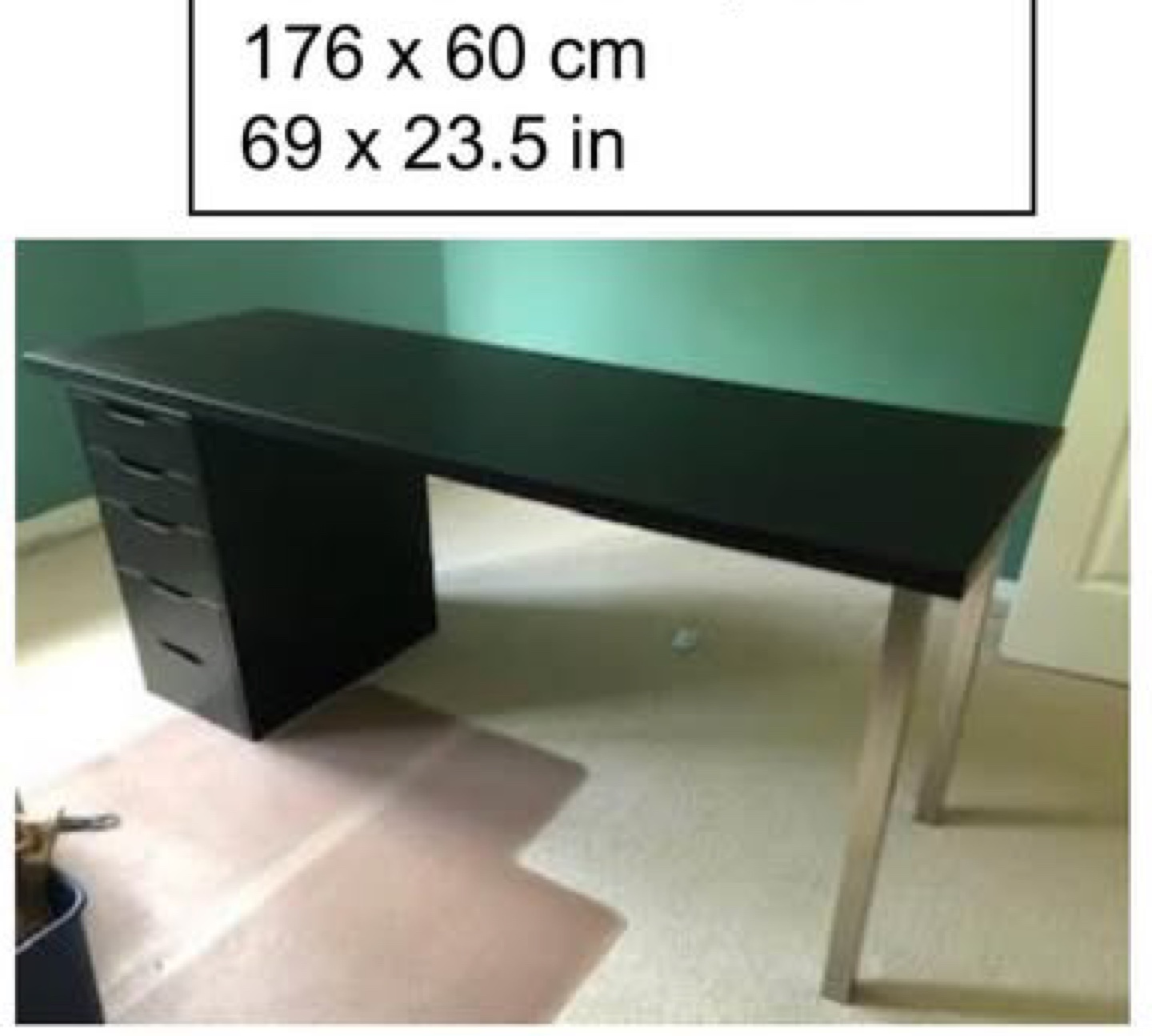 Modern Black Desk with Drawer Unit