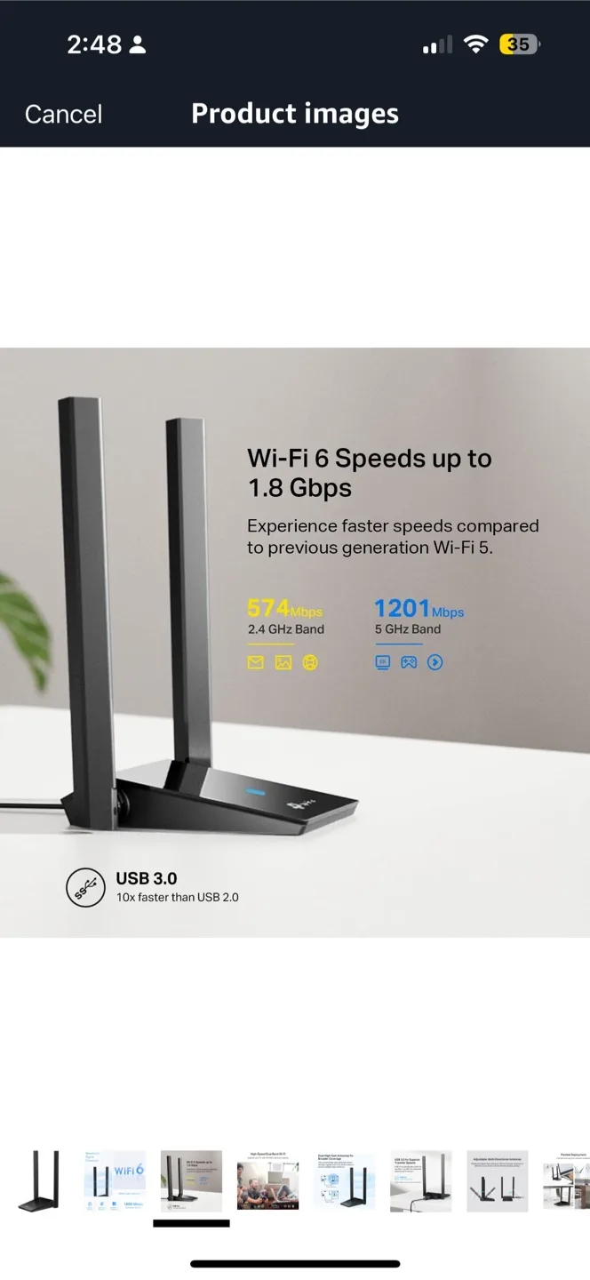 TP-Link Archer TX20U Plus WiFi 6 Adapter thumbnail