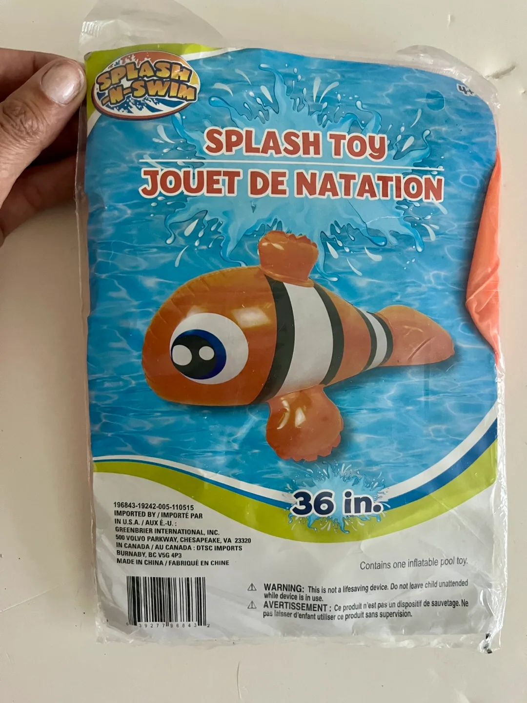 Inflatable Clownfish Pool Toy thumbnail