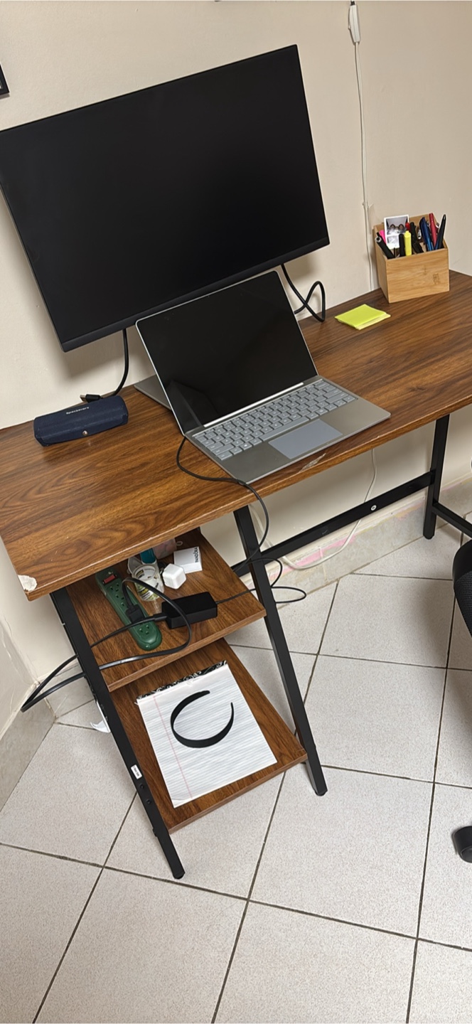 Wood and Metal Desk with Shelves