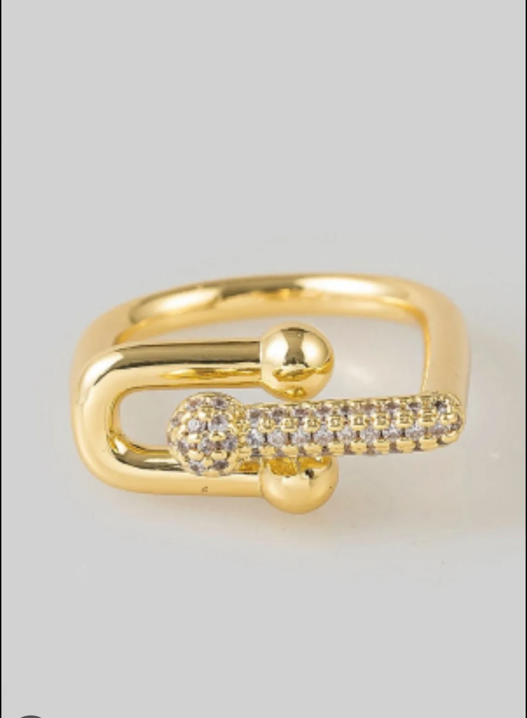 Gold Tone Pave Crystal Ring thumbnail