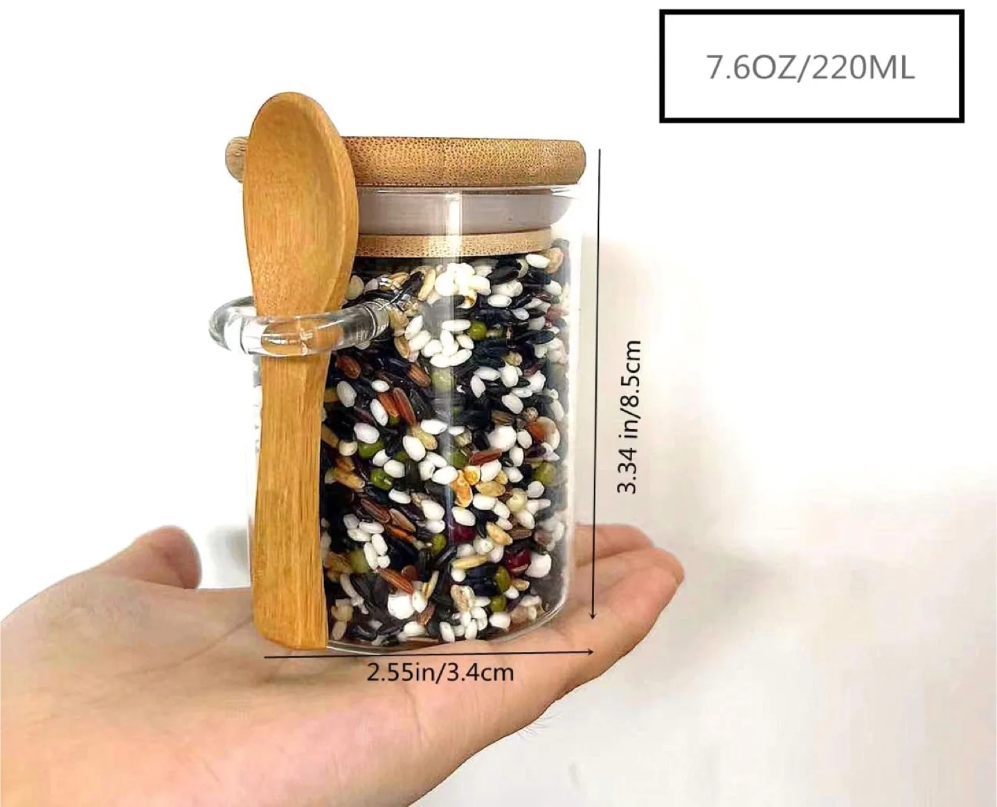 Livejun Glass Jar with Spoon - New in Box . 8 pieces thumbnail