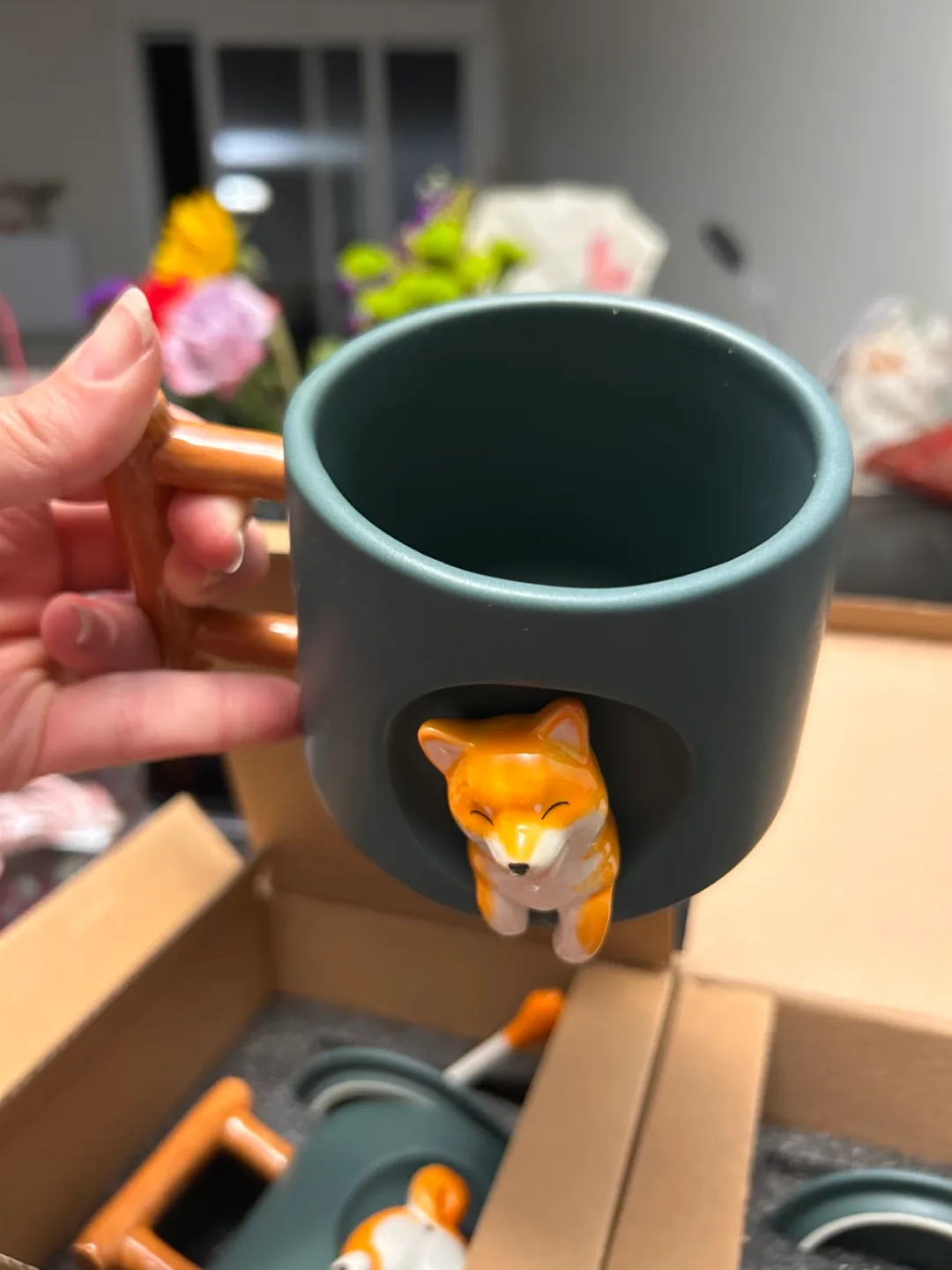 NEW Cute Set Mug with Lid, Handle and Spoon - 15oz (Set of 2) image indicator(5)