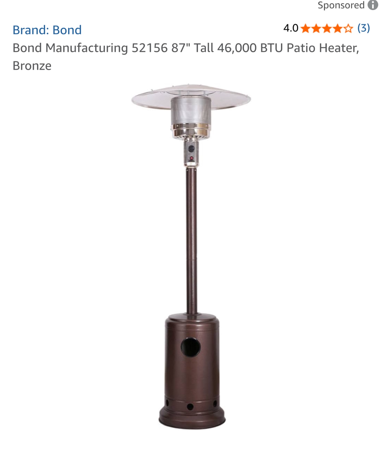 Bond 87" Tall 46,000 BTU Patio Heater - Bronze