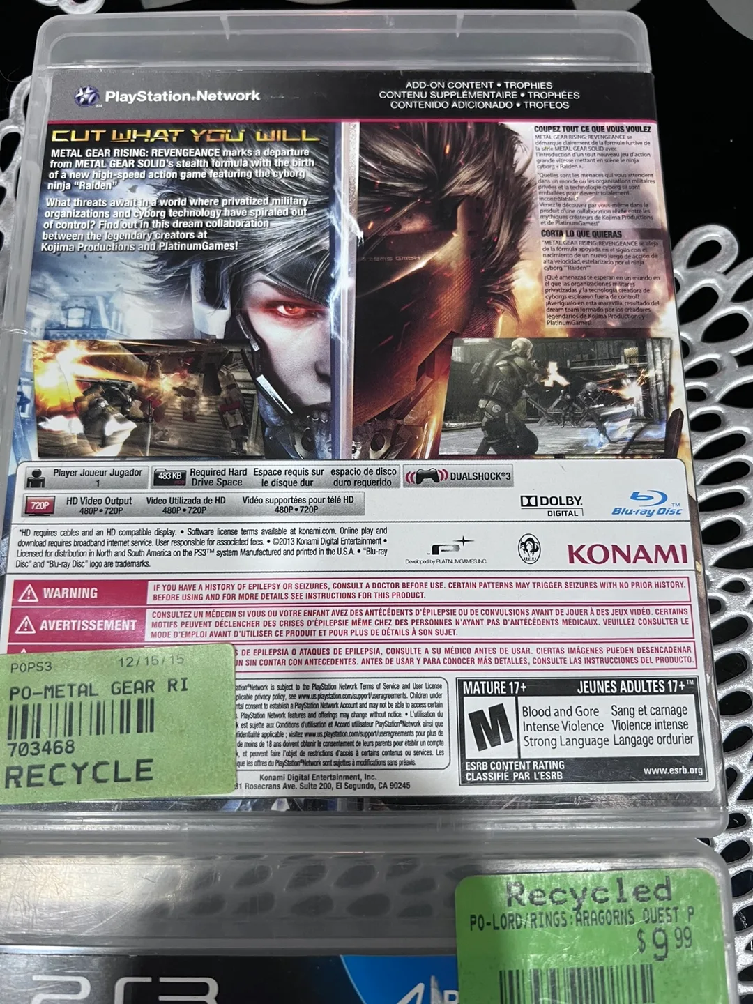 PS3 Games: Metal Gear Rising, LOTR Aragorn's Quest, GTA V image indicator(5)