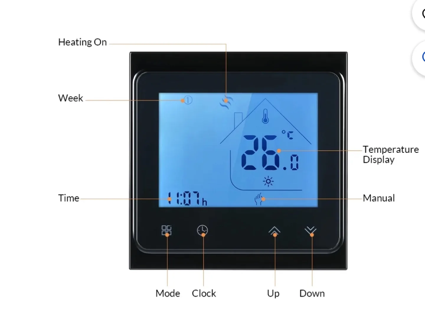 Electric Heating Thermostat with Touchscreen LCD Display image indicator(4)